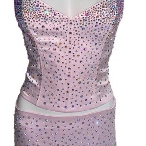 Pink Crystal Corset & Skirt Set | Hundreds of Crystals | Barbiecore Glam